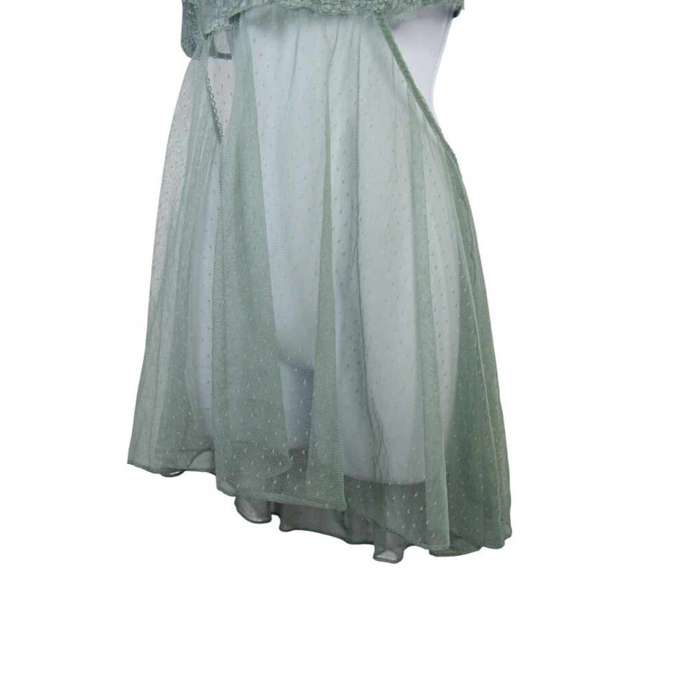 Victoria's Secret Babydoll Chemise Green Lace Mesh Lingerie Nightgown Sleepwear - Picture 7 of 13